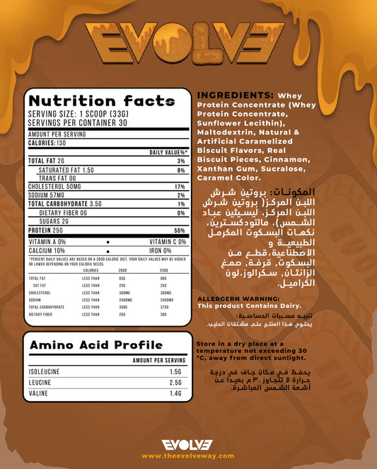 EVOLVE® WHEY - CARAMELIZED BISCUITS 1 KG - 30 Servings