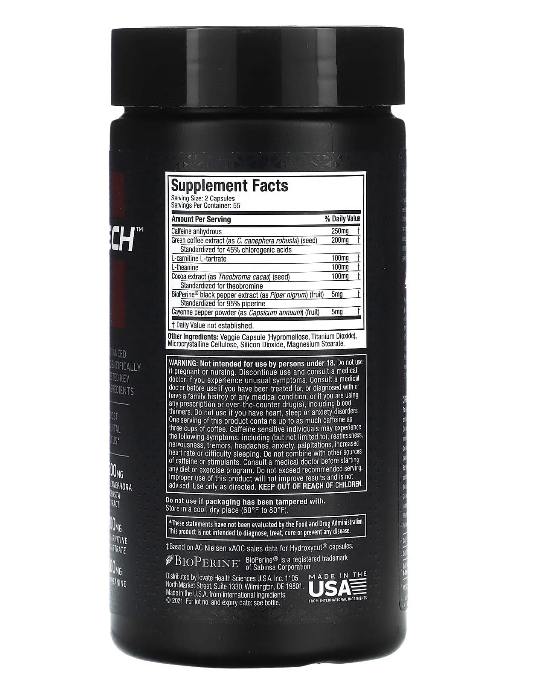 MUSCLETECH HYDROXYCUT HARDCORE ELITE- 55 SERV - 110 Capsules