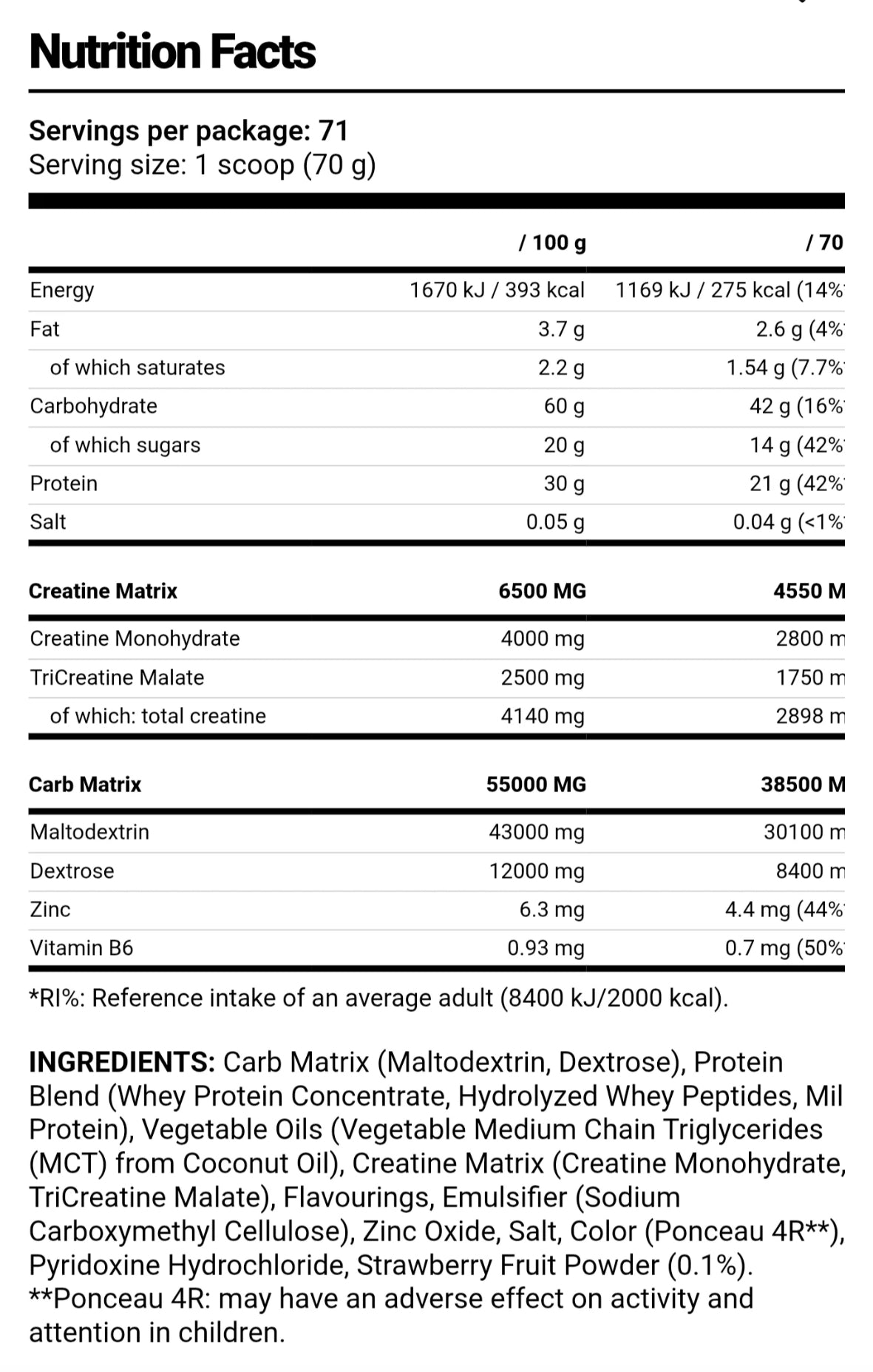 Nutriversum, gainer pro - 5KG - 71 Scoop