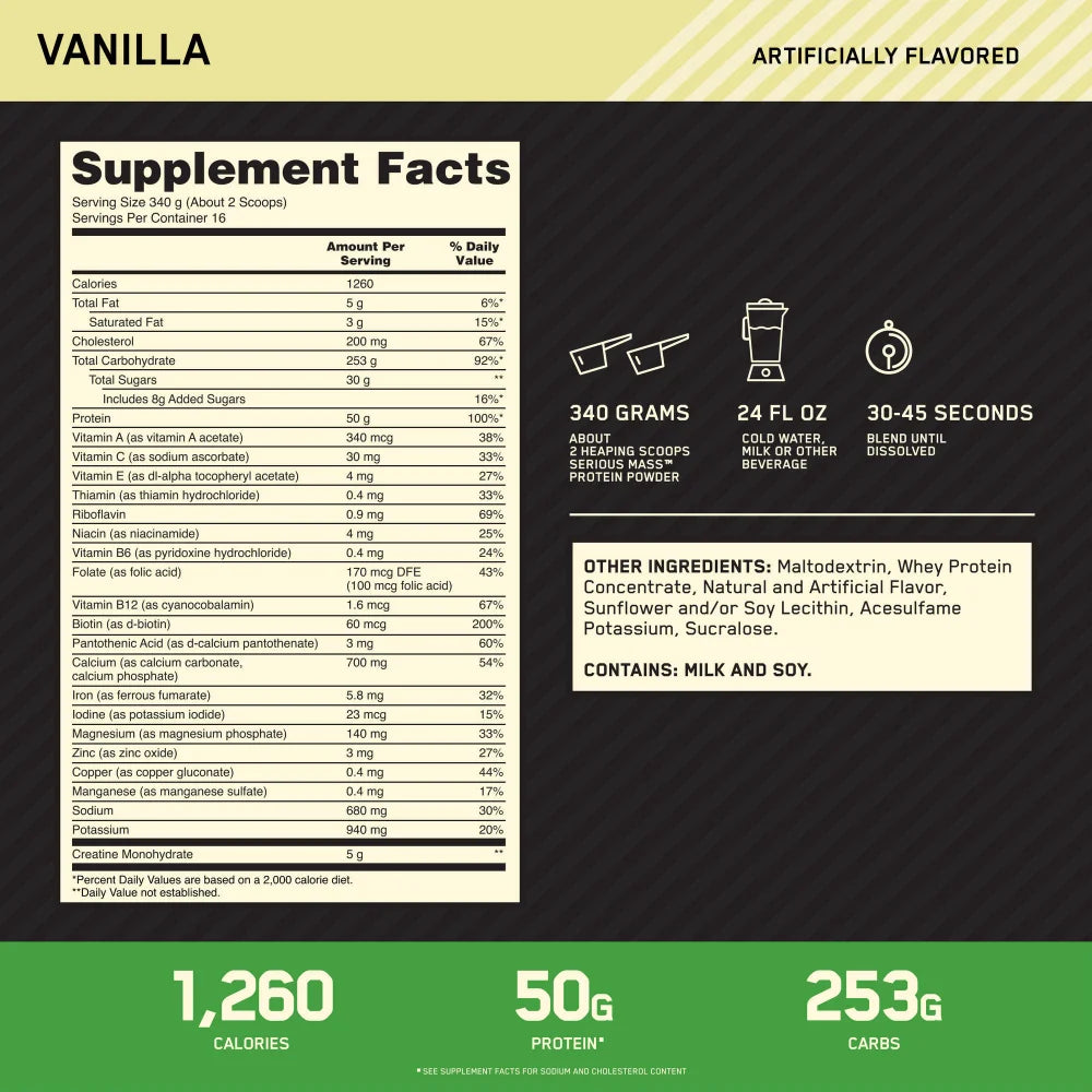 Optimum Nutrition Serious Mass - 5.4KG - 16 Serving