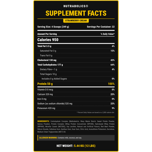 Nutrabolics, Mass Fusion, 5.4KG, 22 Servings