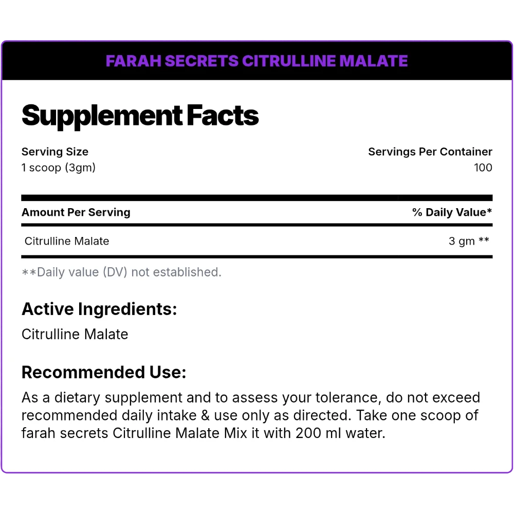 Farah Secret CITRULLINE MALATE 300g - 100 Servings