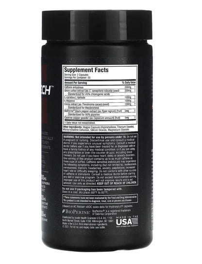 MUSCLETECH HYDROXYCUT HARDCORE ELITE- 55 SERV - 110 Capsules