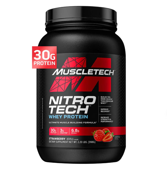 MUSCLETECH NITRO-TECH 100% WHEY PROTEIN -40SERV.-1.81KG.-STRAWBERRY